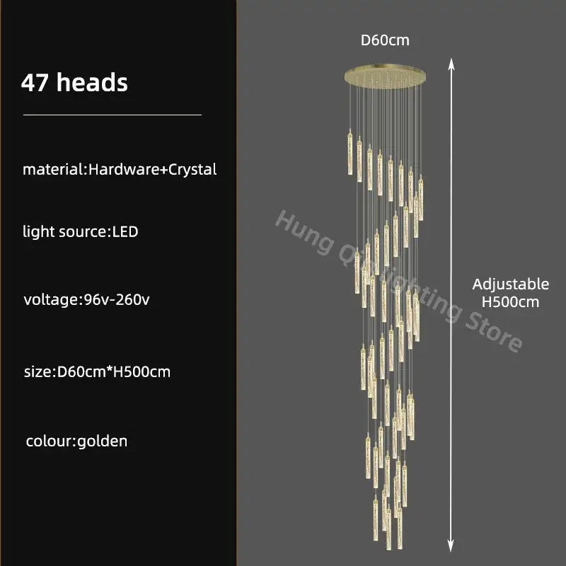 Modern gold crystal chandelier with 47 crystal-encased led light heads from decorbites crystal chandelier collection