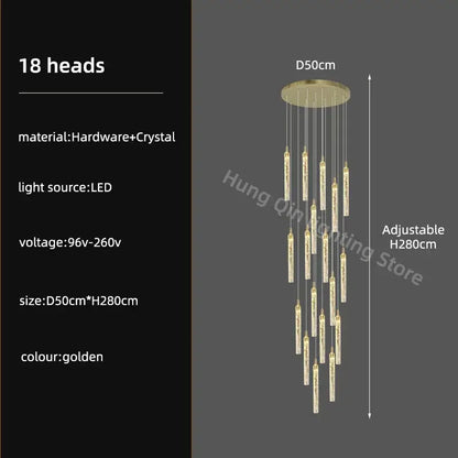 Modern gold crystal chandelier with 18 led light heads from decorbites crystal chandelier collection for luxury dining room decor