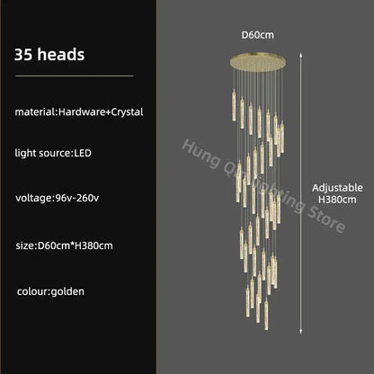 Modern gold crystal chandelier with 35 crystal-encrusted led lights for luxury dining room decorbites crystal chandelier