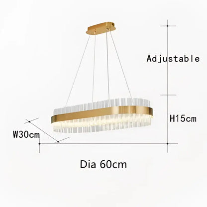 Gold-toned decorbites crystal chandelier led ring with clear crystal rods for dining room and restaurant decor