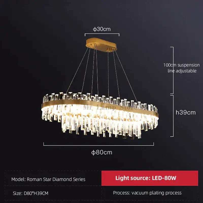 Modern gold crystal chandelier lighting fixture with circular design and cascading prisms for dining room decorbites circular