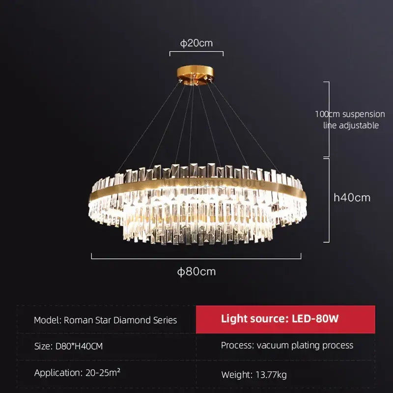 Modern gold crystal chandelier lighting fixture with gold-toned circular tiers and clear crystal prisms for dining room decorbites circular