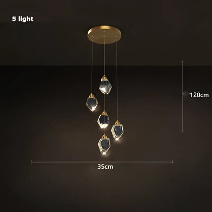 Modern gold crystal copper round chandelier with five faceted crystal droplets for dining room decorbites crystal copper