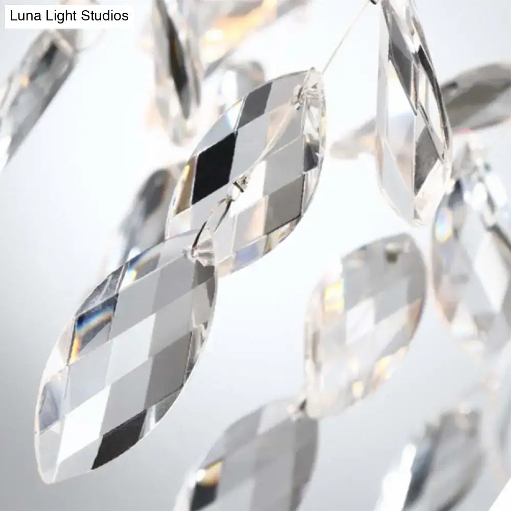 Modern gold crystal drop wall sconce with clear faceted crystal pendant lights and a geometric design for living room