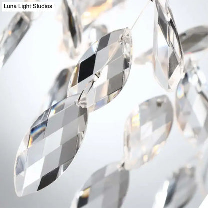 Modern gold crystal drop wall sconce with clear faceted crystal pendant lights and a geometric design for living room