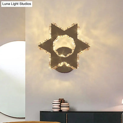 Modern gold crystal flower wall sconce with black metal frame and warm white light chrome finish 110v-120v
