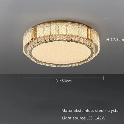 Modern gold crystal glass ceiling light fixture featuring a gold-toned stainless steel frame and decorbites crystal glass accents