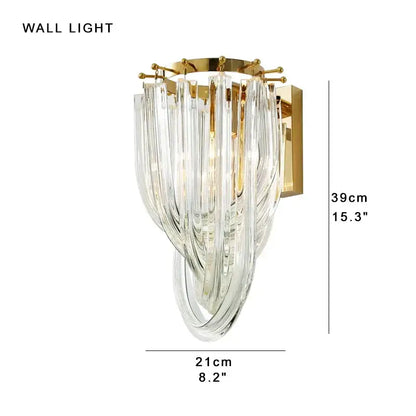 Elegant gold crystal glass pendant light with cascading prisms for modern dining room decorbites crystal glass design