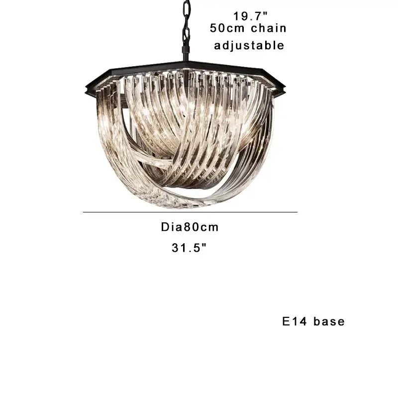 Modern gold crystal glass pendant lights with black metal frame and frosted amber twisted rods for dining room decorbites chandelier