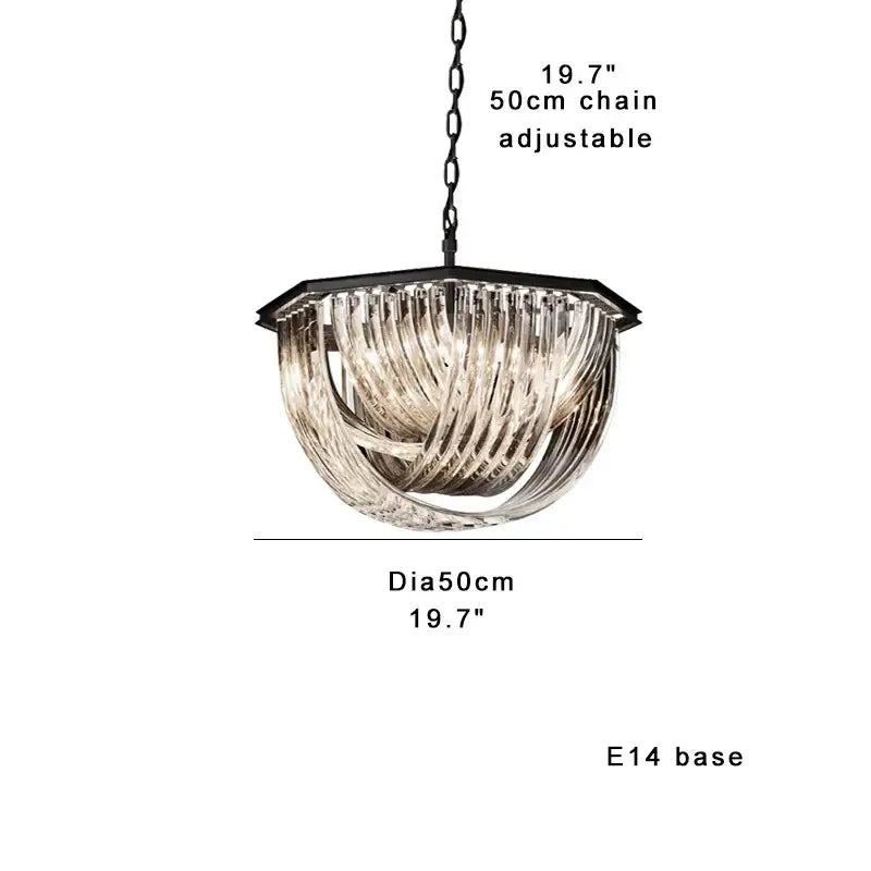 Modern gold crystal glass pendant lights with black metal frame and amber twisted decorbites crystal glass shades chandelier