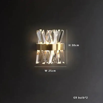Modern gold crystal glass pendant light with faceted clear glass cluster and metal base for dining room decorbites crystal glass