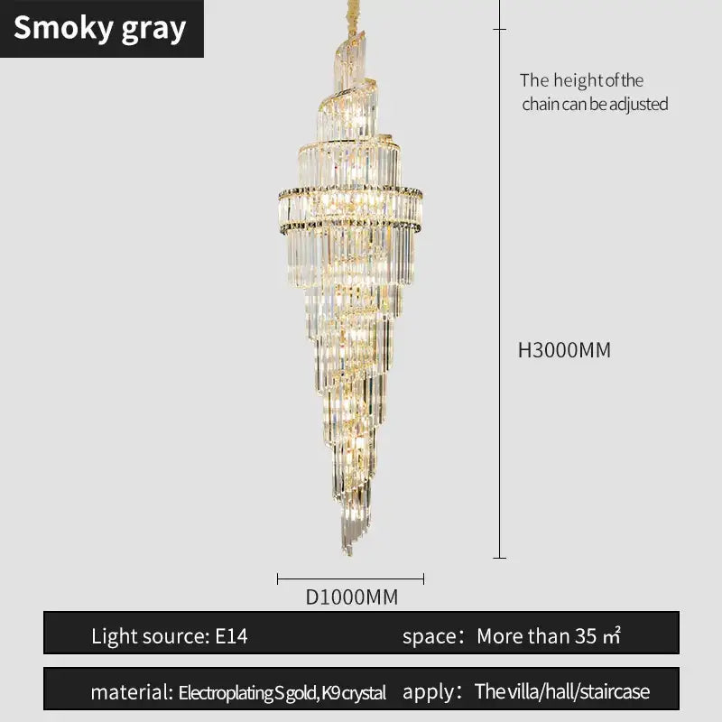 Modern gold decorbites crystal hollow chandelier with tiered cascading crystal strands for living room light decor