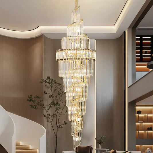 Modern gold crystal hollow chandelier with clear prisms and gold accents for living room decorbites crystal hollow design