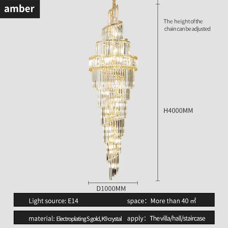 Modern gold crystal hollow chandelier with cascading tiers of clear crystal for elegant villa or staircase lighting decorbites crystal hollow