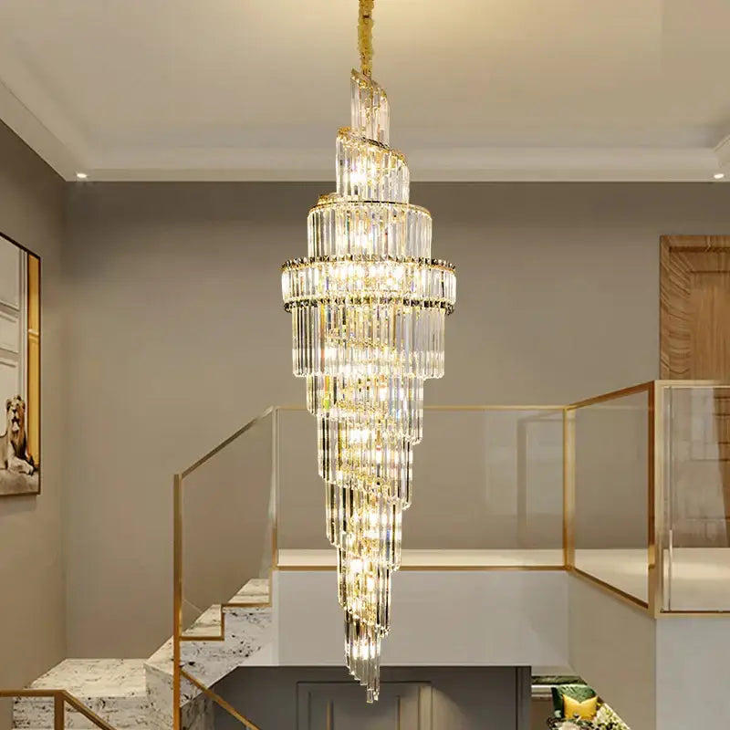 Modern gold crystal hollow chandelier with clear prisms and gold accents for living room decorbites crystal hollow design