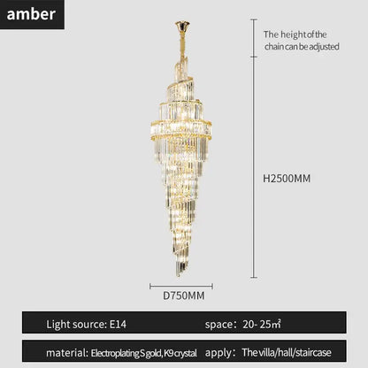 Modern gold crystal hollow chandelier with cascading clear crystal tiers for elegant villa or staircase lighting decorbites crystal hollow