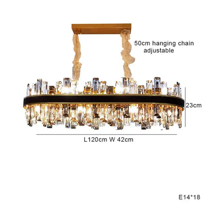 Modern gold crystal leather chandelier with gold-toned frame black band and cascading clear prisms for living room decorbites crystal leather