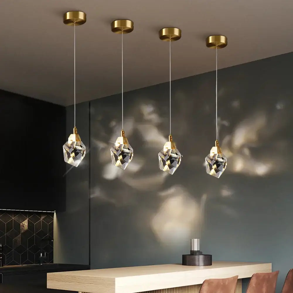 Four elegant crystal led ceiling pendant lights with gold finish for modern dining room decorbites crystal led chandelier