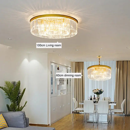 Modern gold crystal led ceiling chandelier with cascading crystal prisms for living room decorbites crystal led lighting