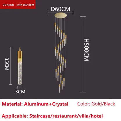 Modern gold crystal led ceiling chandelier with 25 crystal encrusted heads on aluminum mount for luxury decorbites crystal led decor
