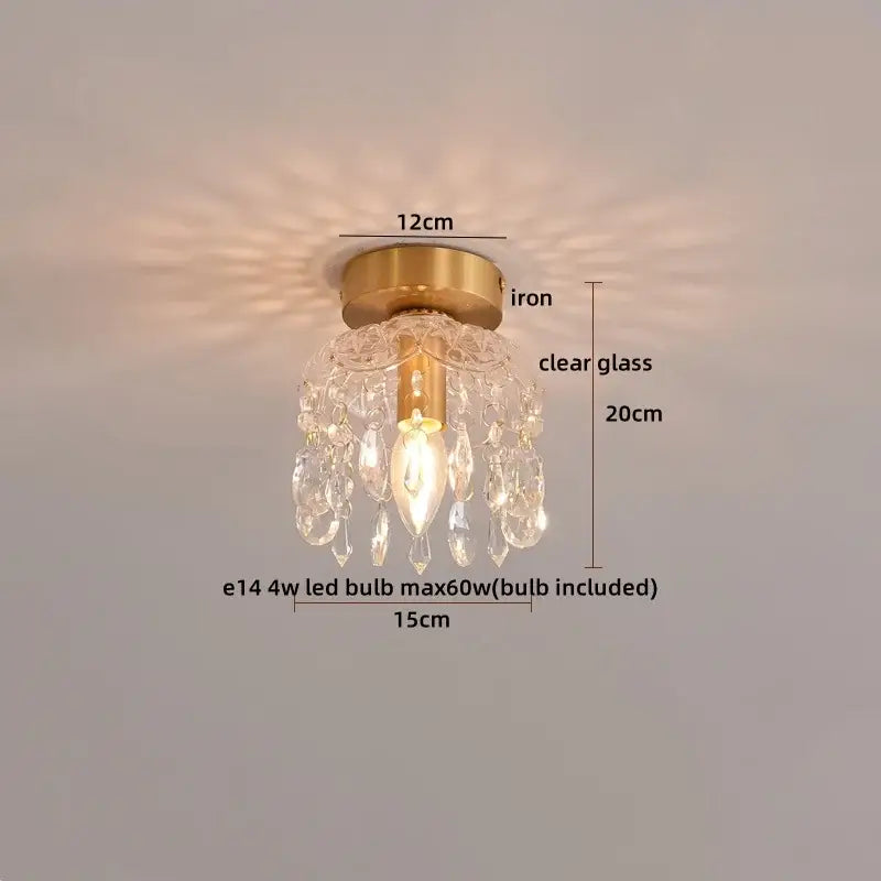 Modern gold crystal led ceiling light featuring a brass iron base and clear glass bead chandelier for living room decorbites