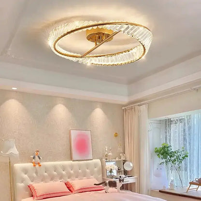 Modern gold crystal led chandelier ceiling light with gold-toned circular design and crystal accents for living room decorbites ceiling lights