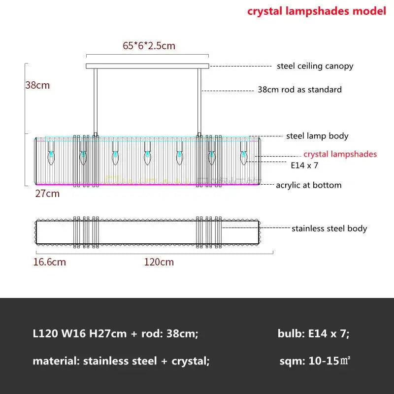Modern gold crystal led chandelier with sleek stainless steel frame and seven crystal lampshades by decorbites crystal led