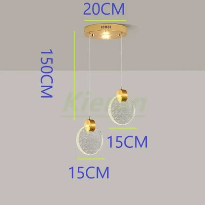 Modern gold crystal led chandelier with two clear textured glass spheres pendant light by decorbites crystal led