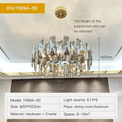 Modern gold crystal led chandelier with faceted clear crystals and gold frame for dining room decorbites crystal led design