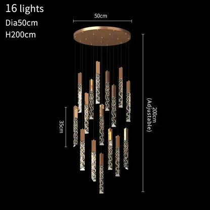 Modern gold crystal led chandelier with 16 adjustable copper-toned led lights featuring geometric patterns by decorbites crystal led