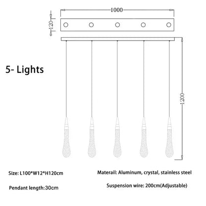 Modern gold crystal led chandelier pendant light with sleek aluminum and stainless steel design for dining room decorbites crystal led