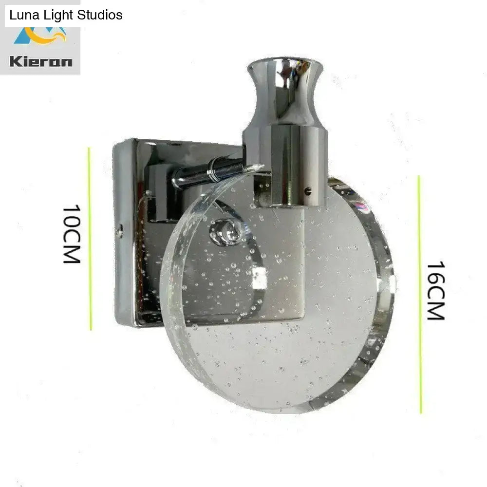 Modern gold crystal led wall lamp with chrome finish bubble textured glass and sleek metallic bracket for bathroom use