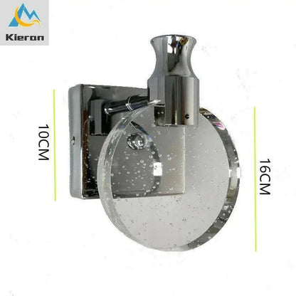 Modern gold crystal led wall lamp with chrome-finished towel rack and bubble-textured circular glass plate for bathroom