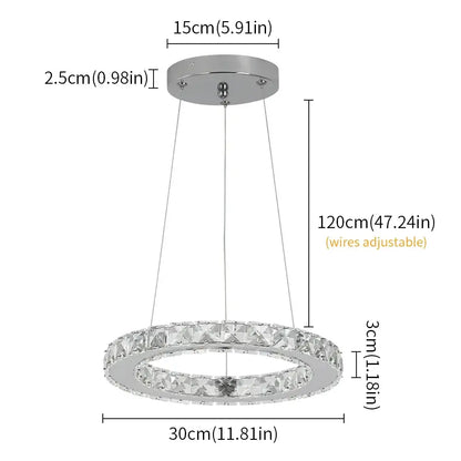 Modern gold crystal möbius strip pendant chandelier with double-ring led, chrome finish, and clear crystal accents decorbites gold