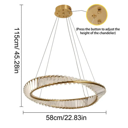 Modern gold crystal decorbites gold strip pendant chandelier with faceted crystals and adjustable ceiling mount height