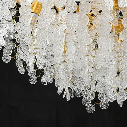 Modern gold crystal money tree chandelier with cascading clear textured glass discs for living room decorbites crystal money light