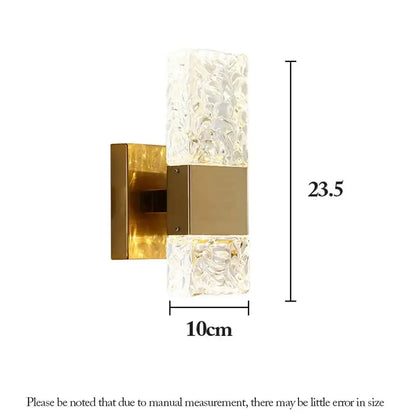 Modern gold crystal nordic led wall sconce with textured floral glass panels for elegant bedroom light decorbites crystal nordic