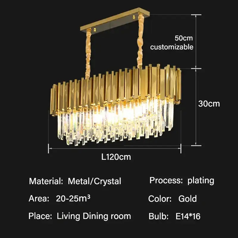 Modern gold crystal oval ceiling chandelier with gold-plated metal and cascading clear crystals for living room decorbites crystal oval