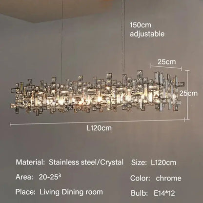 Modern gold crystal pendant chandelier with chrome-finished stainless steel and cityscape-inspired design decorbites crystal pendant