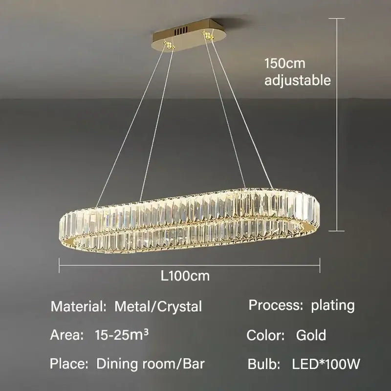 Modern gold crystal pendant chandelier with two concentric faceted crystal rings for dining room decorbites crystal pendant