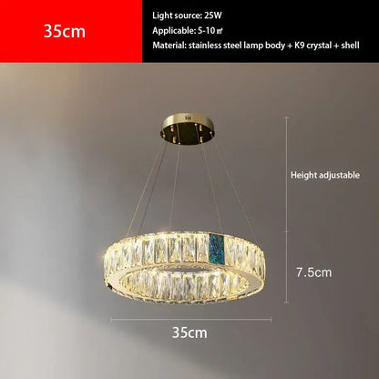 Modern gold crystal pendant chandelier led with stainless steel frame k9 crystals and one blue crystal accent decorbites crystal pendant