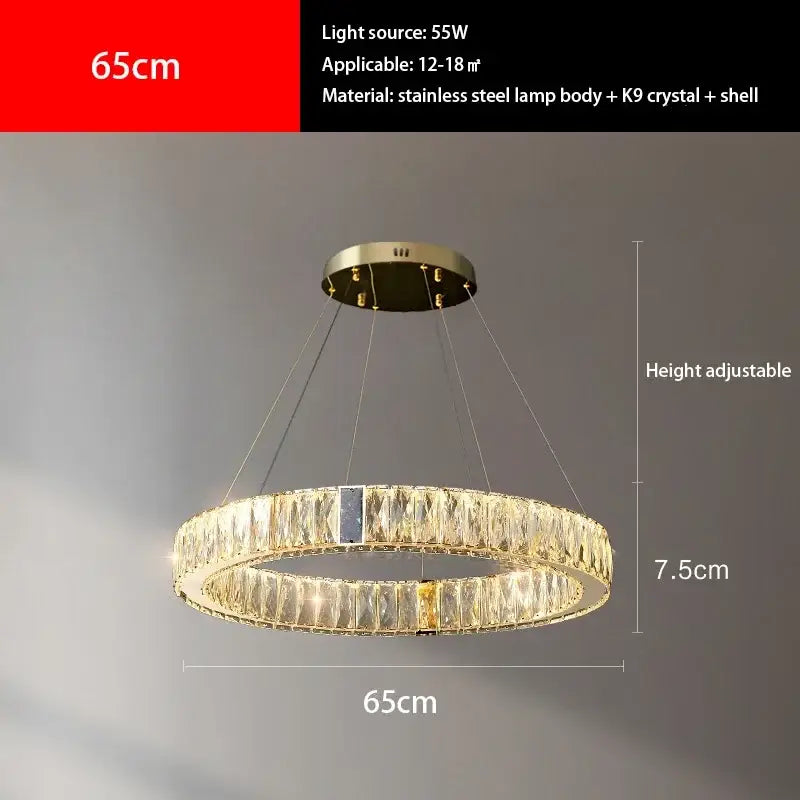 Modern gold crystal pendant chandelier led dining room light with stainless steel frame and adjustable height decorbites crystal pendant
