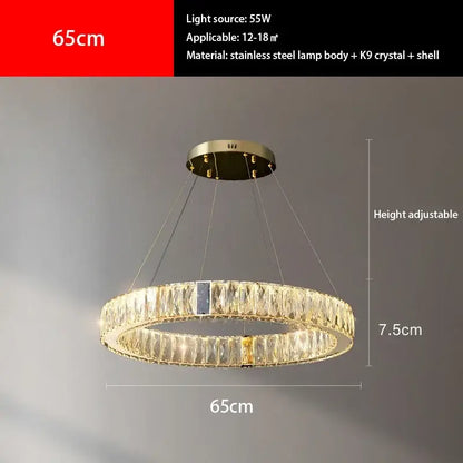 Modern gold crystal pendant chandelier led dining room light with stainless steel frame and adjustable height decorbites crystal pendant