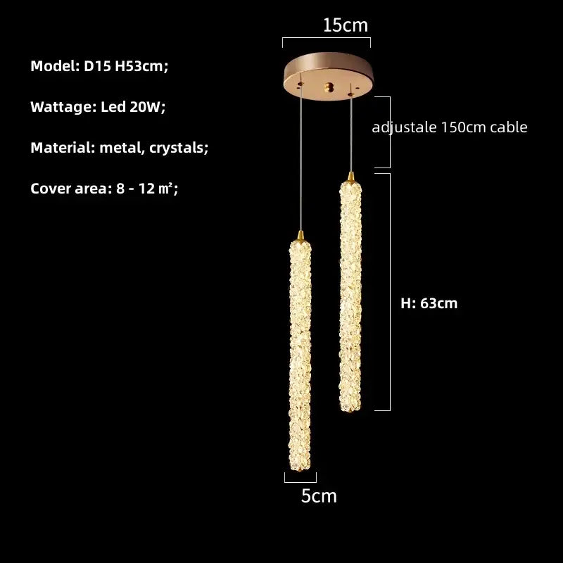 Modern gold crystal pendant lights luxury dining room chandelier with gold-toned metal and crystal pendant lights rods