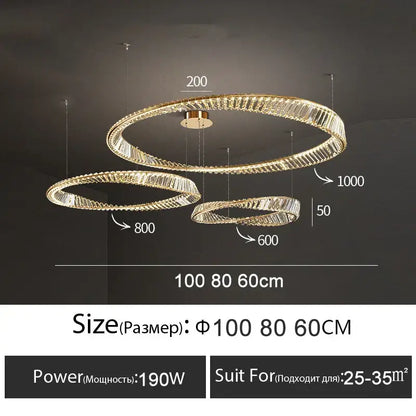 Modern gold-toned multi-tiered crystal ring ceiling lamp with circular design for living room decorbites crystal ring ceiling