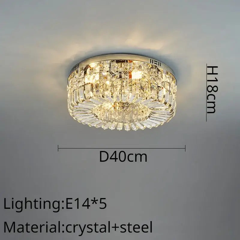 Modern gold crystal ring led ceiling lamp with polished chrome frame and clear faceted crystals for living room decorbites crystal ring