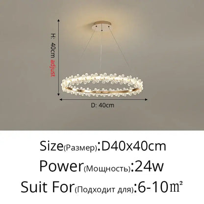 A modern gold crystal ring led chandelier with clear crystal droplets measuring 40cm in diameter for dining room decorbites crystal ring