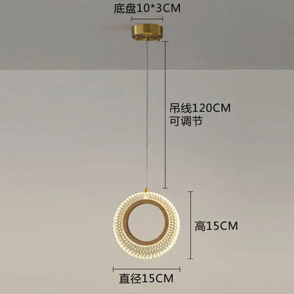 Modern gold crystal ring led chandelier featuring a sparkling decorbites crystal ring on a circular pendant light