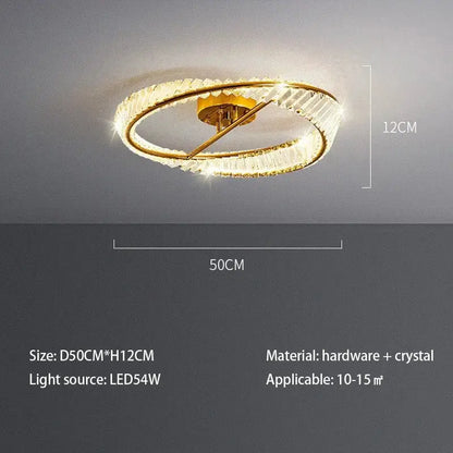 Modern gold crystal rings led ceiling light with gold-toned double rings and clear crystals for living room decorbites ceiling light