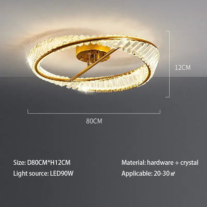 Modern gold crystal rings led ceiling light with two concentric faceted crystal rings for living room decorbites ceiling light